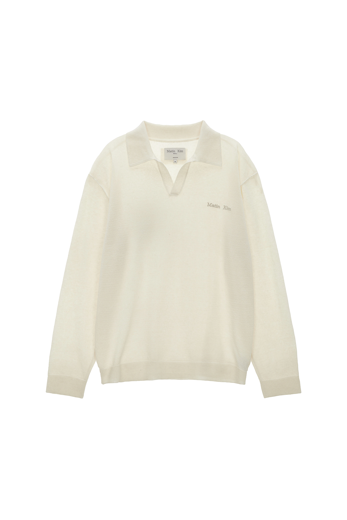 SHEER OPEN COLLAR KNIT TOP FOR MEN IN IVORY