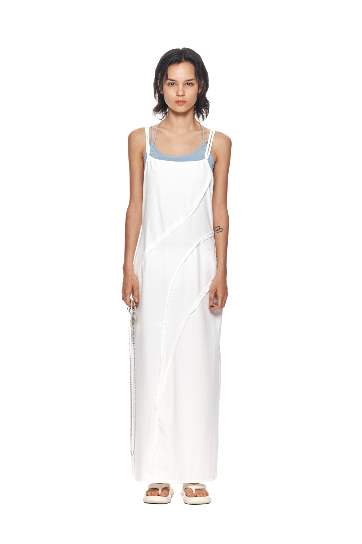 CUT OUT LAYERED MAXI DRESS IN WHITE