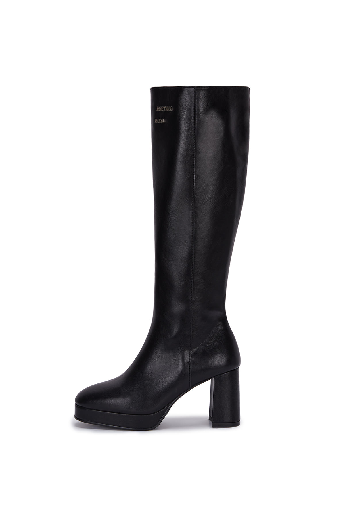 FITTED LEATHER LONG BOOTS IN BLACK