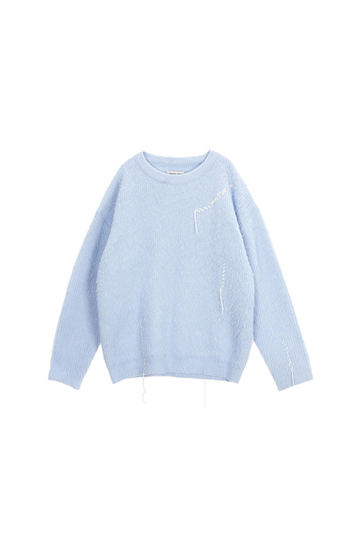 LOGO STITCH HAIRY KNIT PULLOVER IN SKY