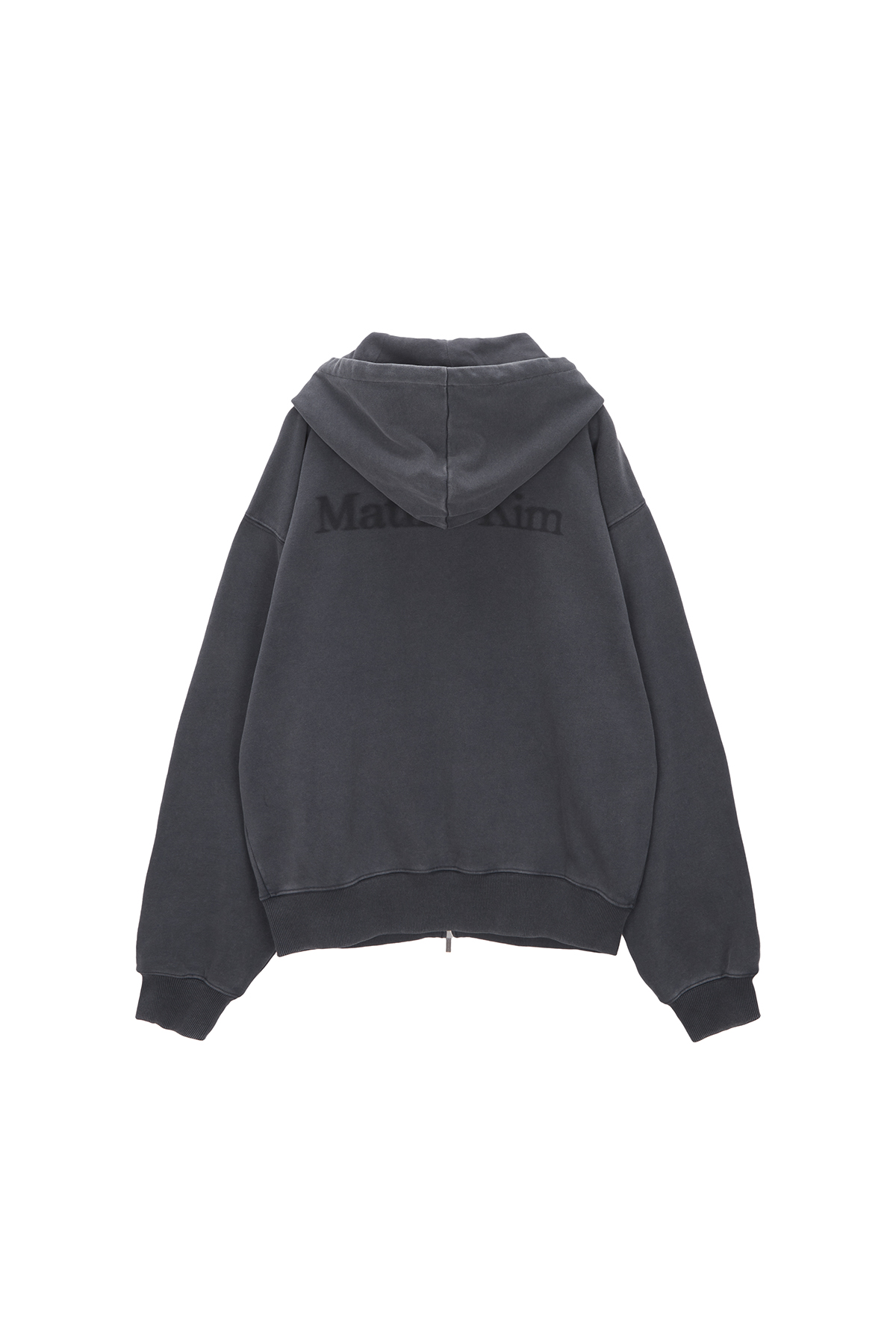 PIGMENT DYING LOGO HOODY ZIP UP IN CHARCOAL