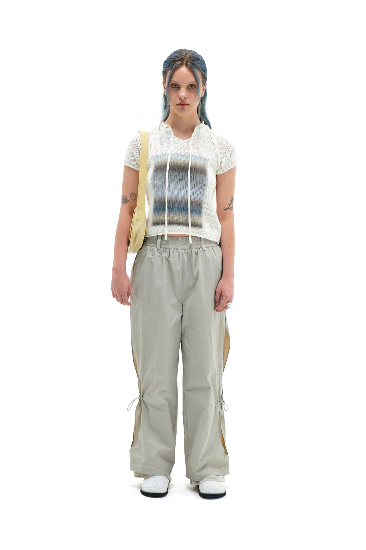 SIDE CUT OUT LAYERED PANTS IN LIGHT KHAKI