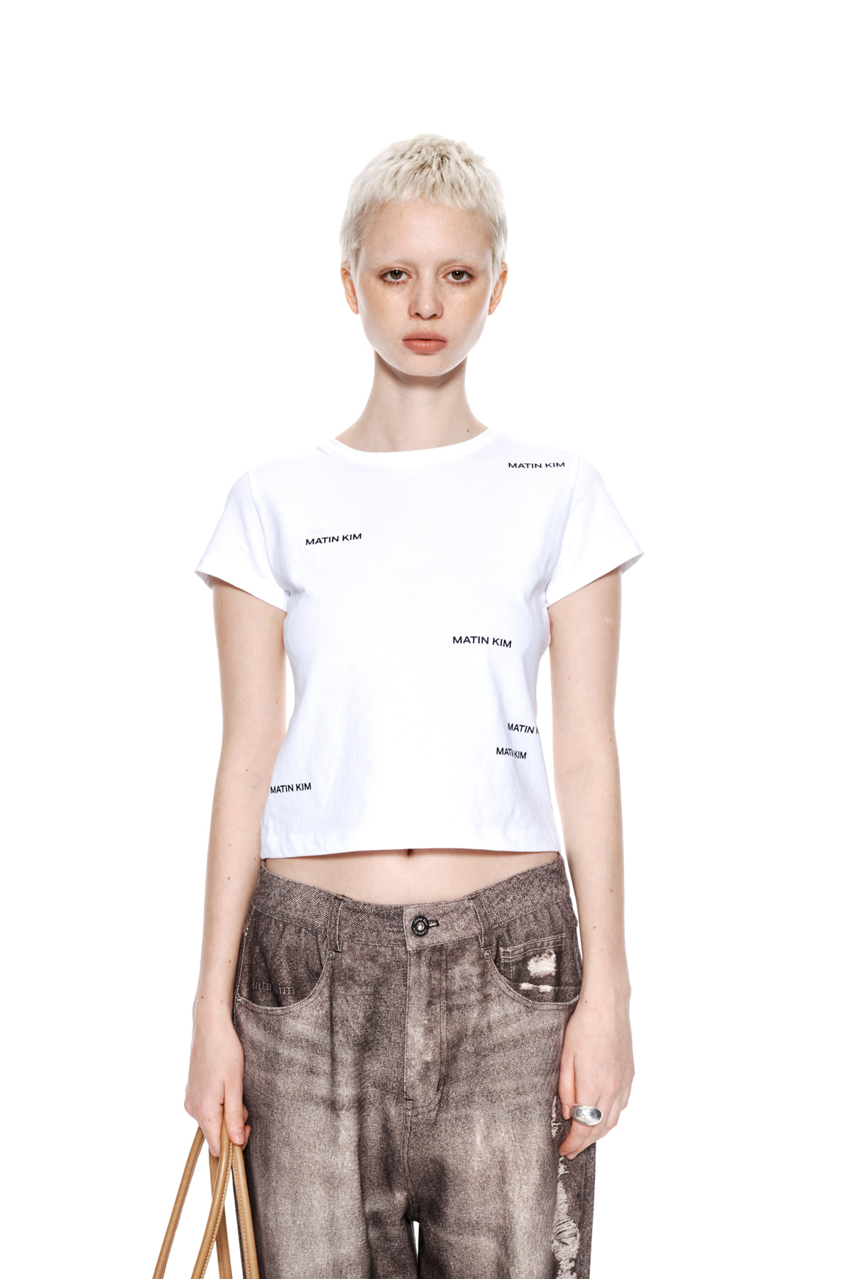 MATIN SMALL LOGO CROP TOP IN WHITE
