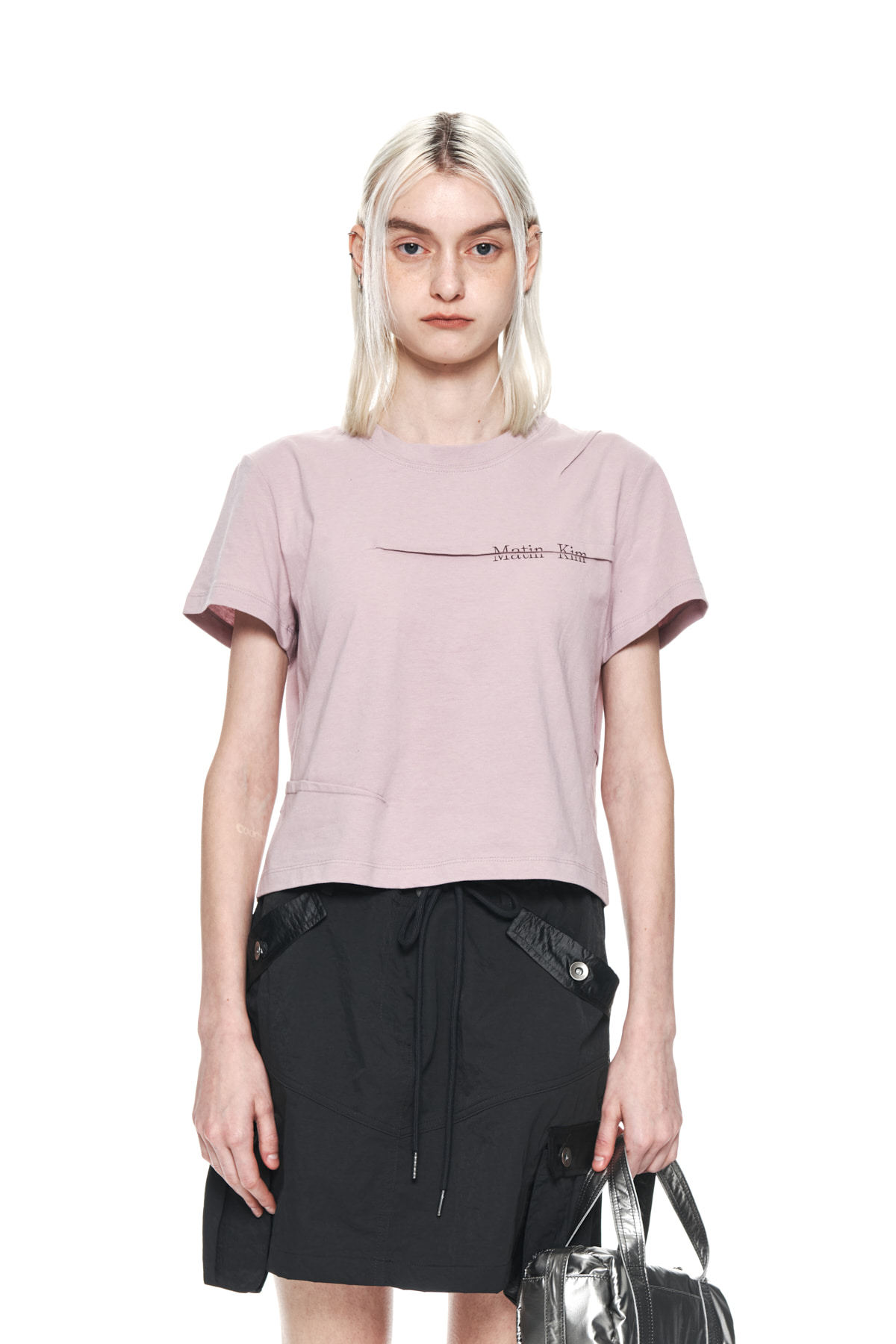 SLIT PINTUCK POINT CROP TOP IN INDIAN PINK